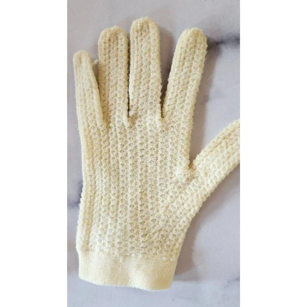 Vintage Kids Hand Gloves XS Cream Knit Full Finger 50s 60s Party Elegant‎ Retro